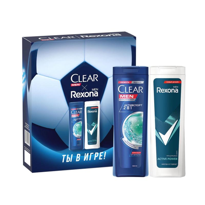 Подарочный набор Ты в Игре! Clear шамп 200мл, Rexona гель д/душ 180мл