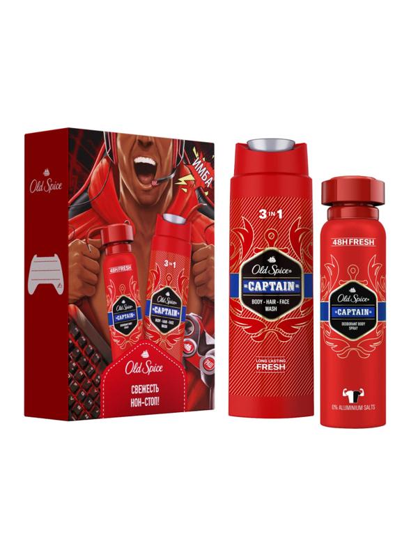 Подарочный набор OLD SPICE CAPITAN  аэр дез 150мл,гель д/д + шамп 2в1 250мл