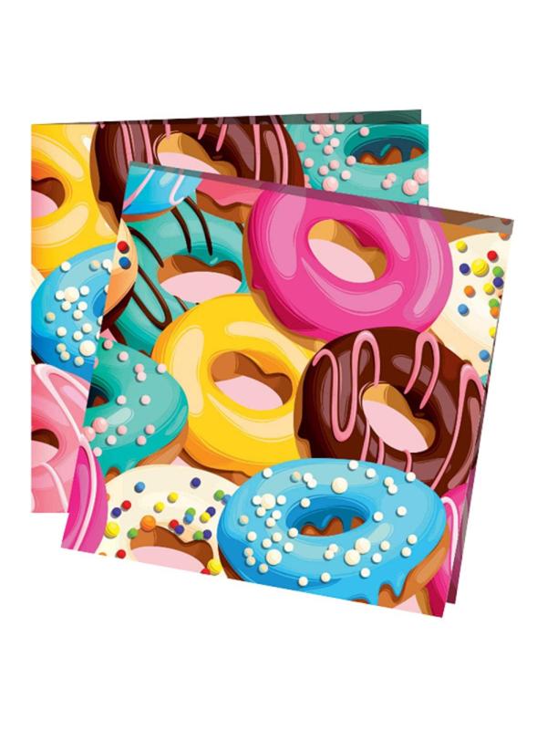 Салфетки бумажные Пончики 33х33см 12шт/уп, 6076757