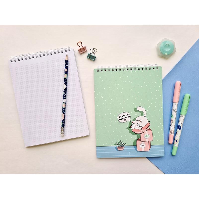 Блокнот BeSmart 80л клетка спираль мягк.пер 156х207мм Mur-mur коробки N1919