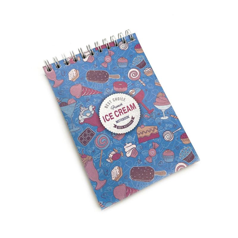Блокнот  А6 80л клетка,гребень,обл.карт.Сладости.Мороженое С4173-42