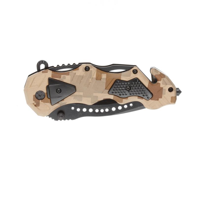 Нож складной Stinger, 100 мм, (черный),алюминий (песочный камуфляж),FK-014X