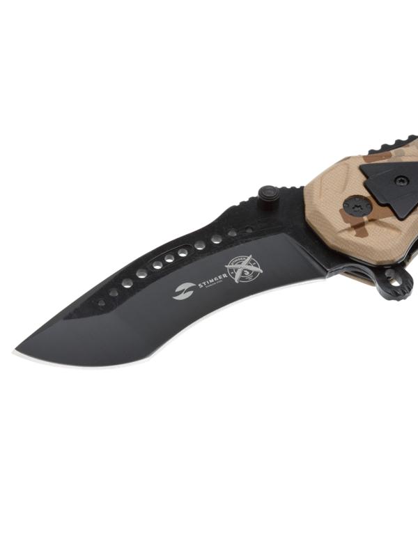 Нож складной Stinger, 100 мм, (черный),алюминий (песочный камуфляж),FK-014X