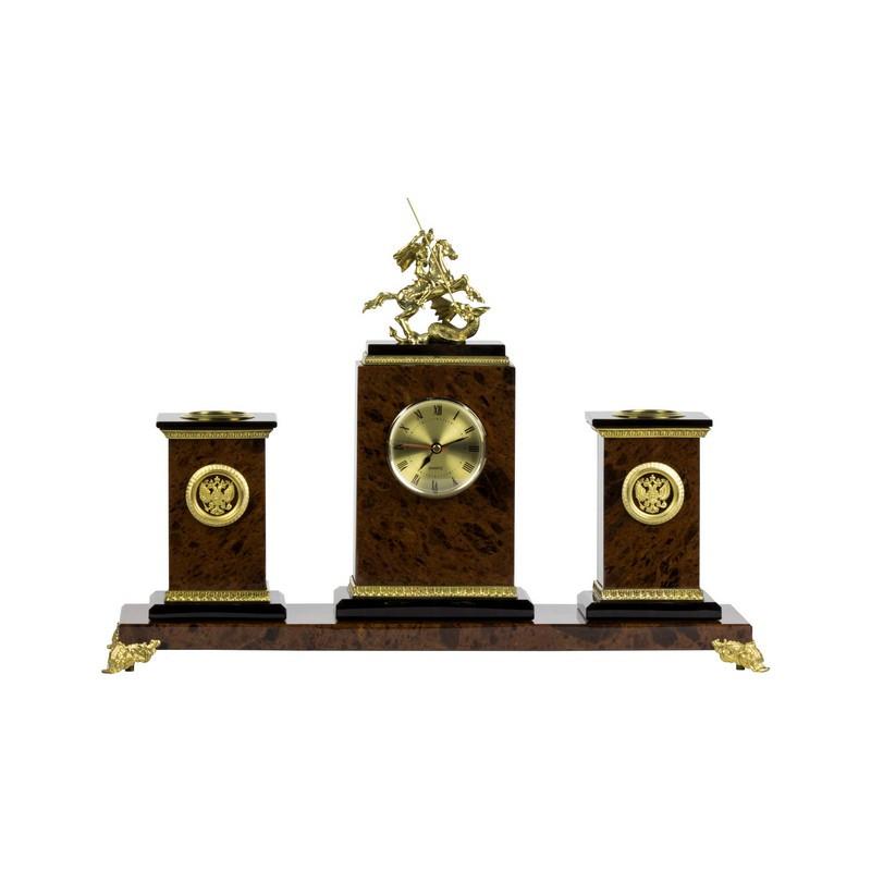 Набор настольный класса люкс офисный из обсидиана 4 предм. Держава Россия