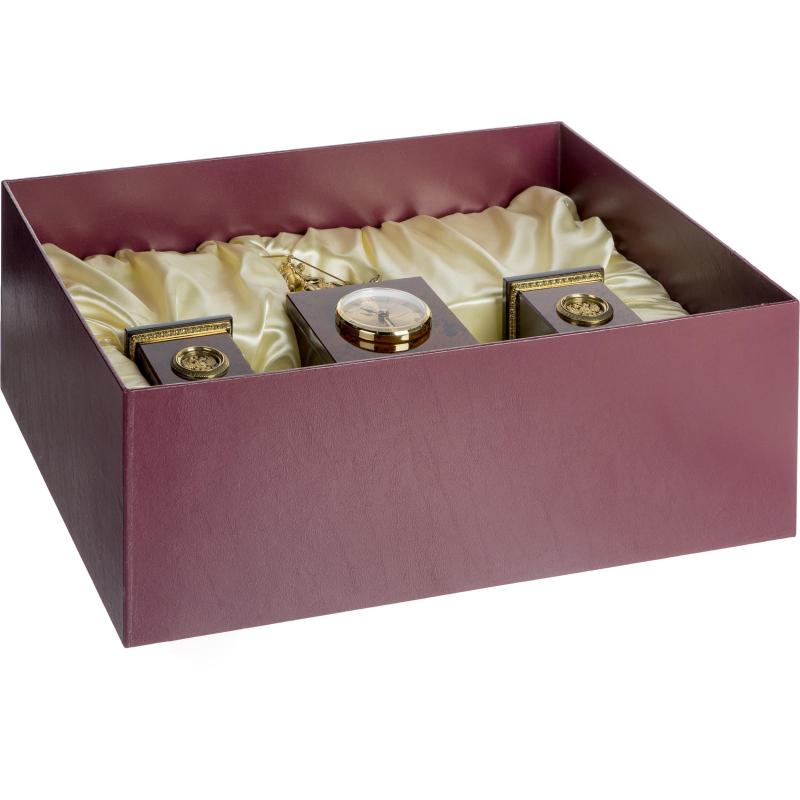 Набор настольный класса люкс офисный из обсидиана 4 предм. Держава Россия