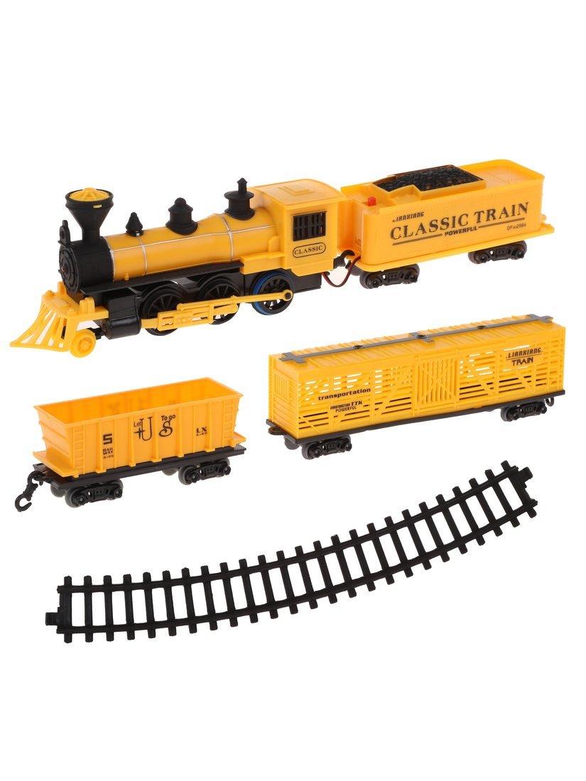 Игр.набор Железная дорога, в комплекте: деталей 12шт., поезд, вагоны 2шт.,
эл.пит.АА*2шт.не вх.в комплект