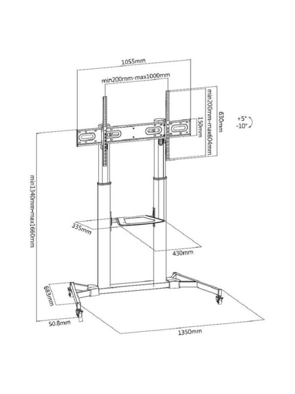 Стойка мобильная Digis DSM-P1060CL,дляТВ 55-100до100 кг,VESA до1000x600мм