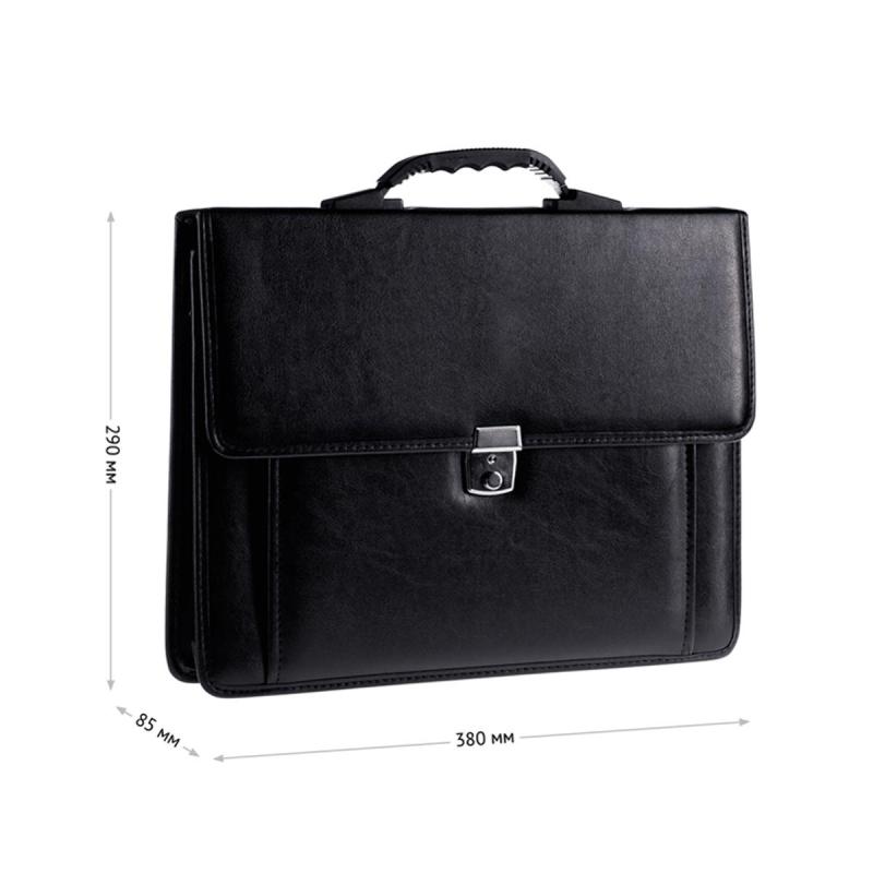 Портфель OfficeSpace Rotterdam,люкс кожзам,черн, 3отд,метал.замок,По_КЗ_676