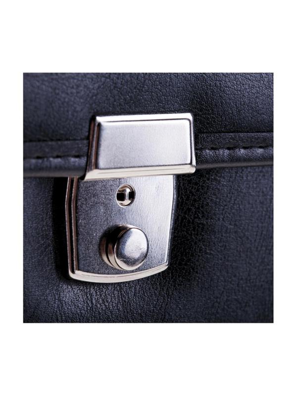 Портфель OfficeSpace Rotterdam,люкс кожзам,черн, 3отд,метал.замок,По_КЗ_676