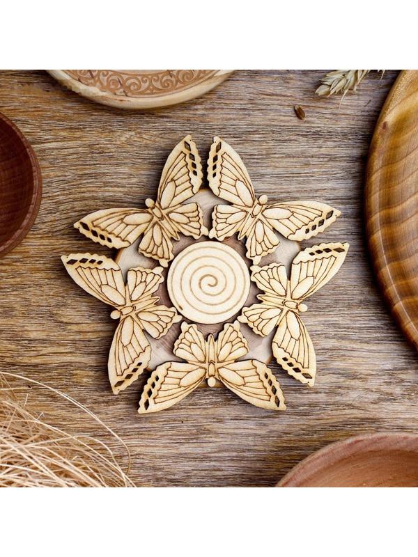 Подставка под горячее «Бабочки», D=11 см, можжевельник