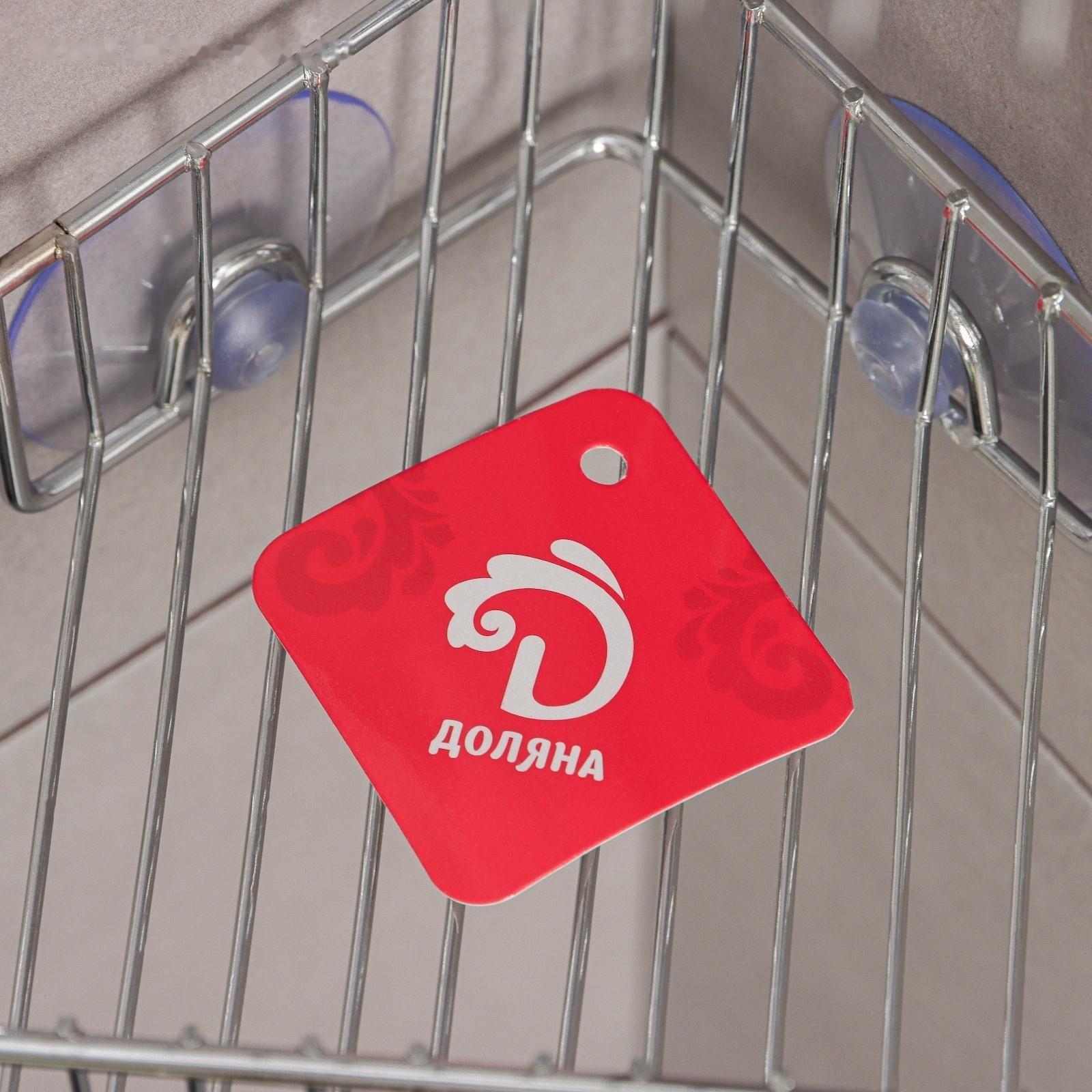 Полка угловая Доляна, 19×19×5,5 см, на вакуумных присосках, цвет хром