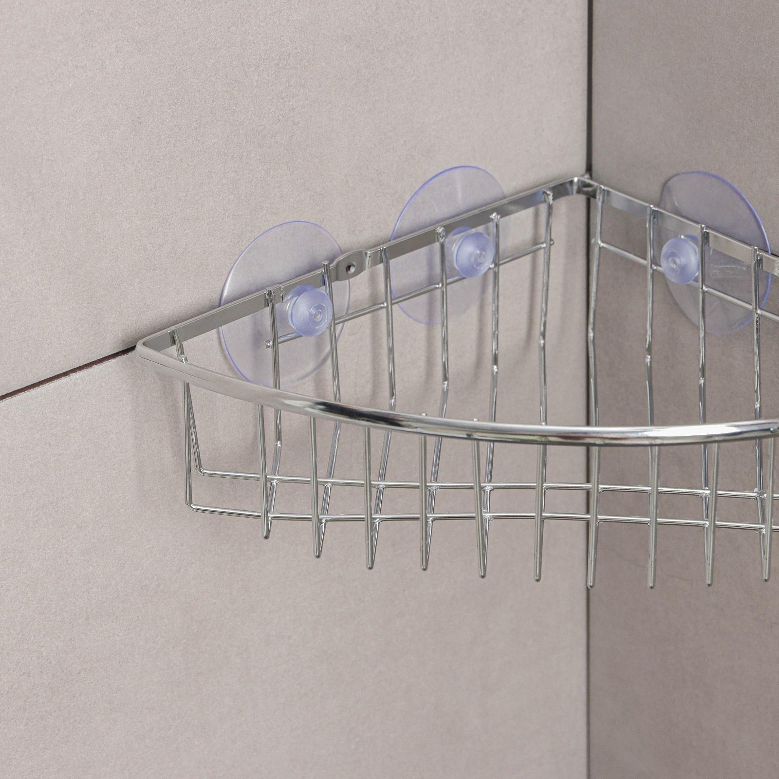 Полка угловая Доляна, 19×19×5,5 см, на вакуумных присосках, цвет хром