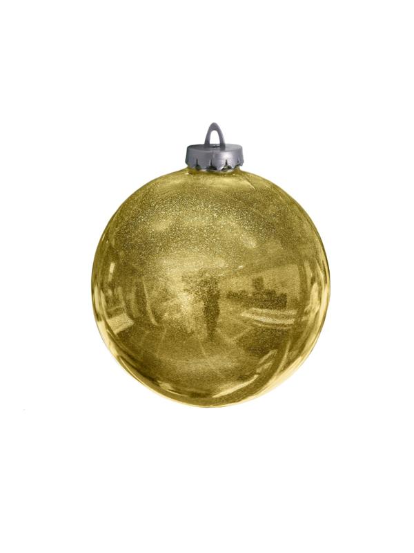Шар елочный 200мм, с глиттером лакированный (золотой) 479876
