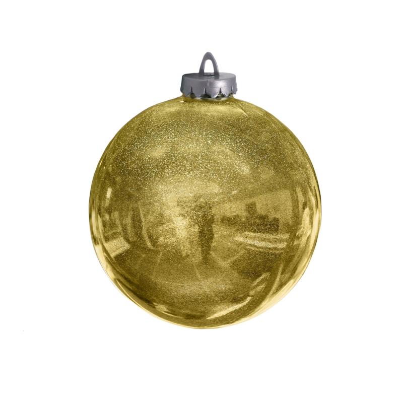 Шар елочный 150мм, с глиттером лакированный (золотой) 496386