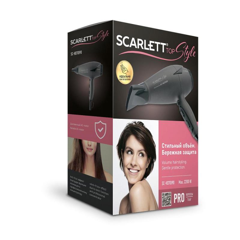 Фен SCARLETT SC-HD70I90, 2200Вт, темно-серый