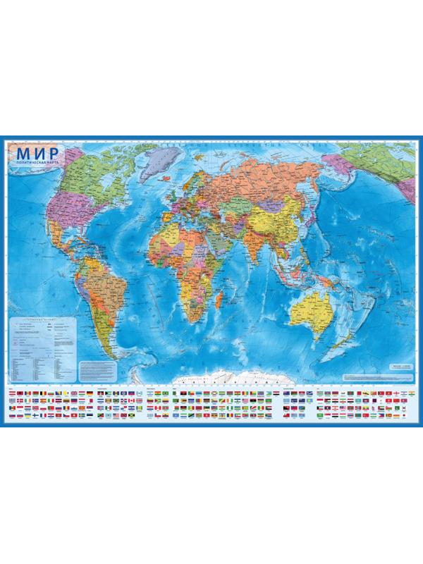 Настенная карта Мир политическая Globen, 1:15,5млн.,1990x1340мм, КН084