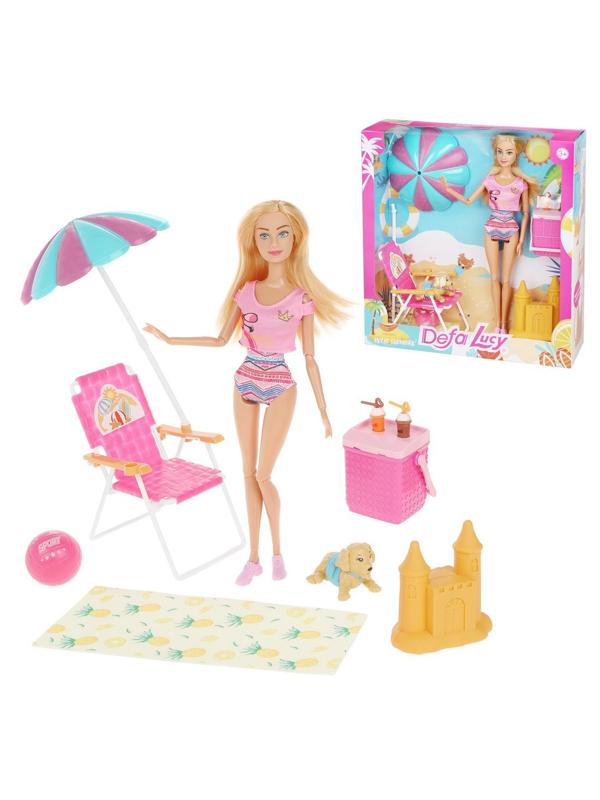 Игр. наб. Defa Lucy Пляжный отдых, в компл. кукла 29см, предм. 7шт., блистер