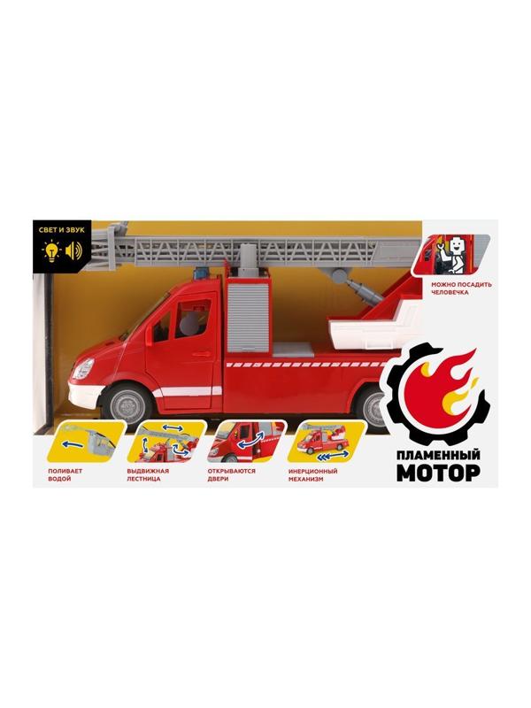 Машина ин. Пожарная машина, откр.двери, стреляет водой, поднимается,
выдвигается, вращается лестница, свет, звук, в комплекте тестовые элементы
питания AG13/LR44*3шт.