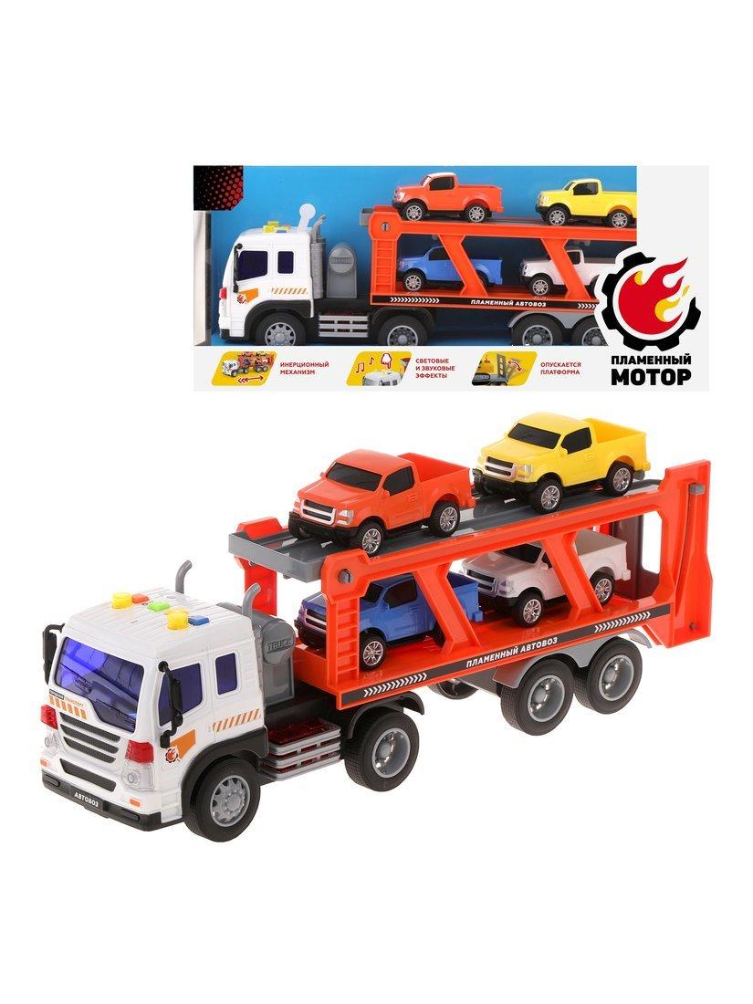 Автовоз ин. с машинами 4шт., свет, звук, в комплекте тестовые элементы питания
AG13/LR44*3шт.