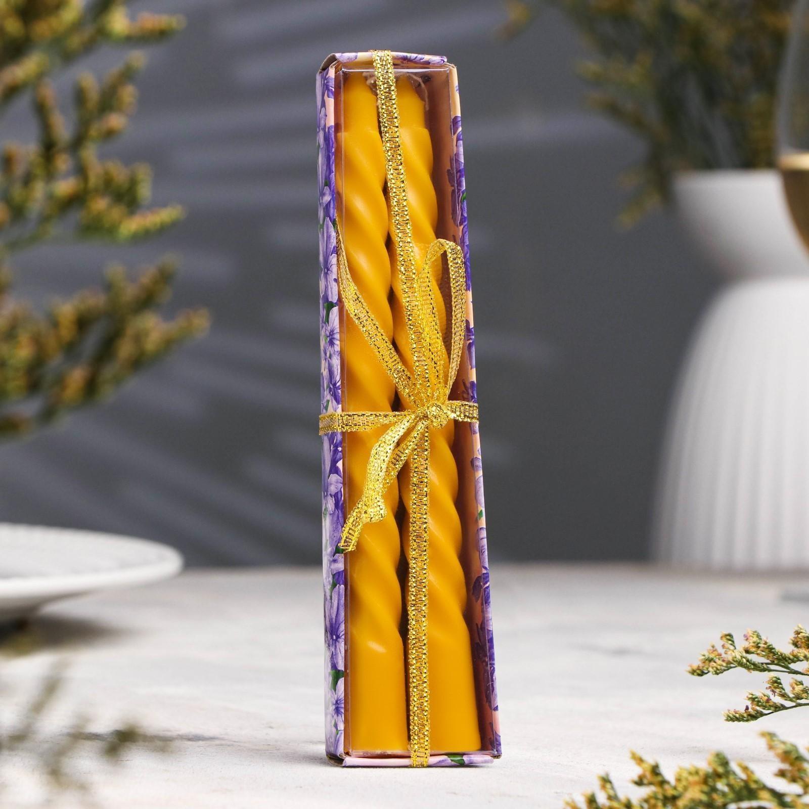 Набор свечей витых, 1,5х 15 см, 2 штуки, аромат лимон