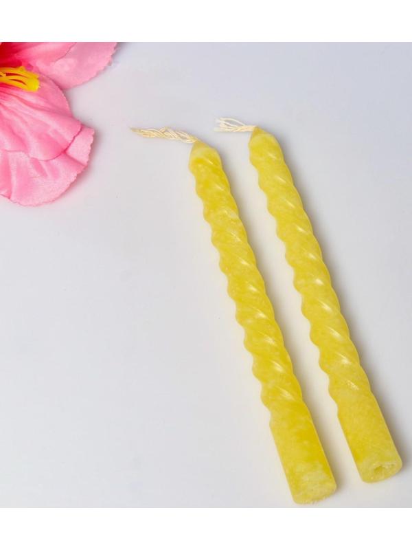 Набор свечей витых, 1,5х 15 см, 2 штуки, аромат лимон