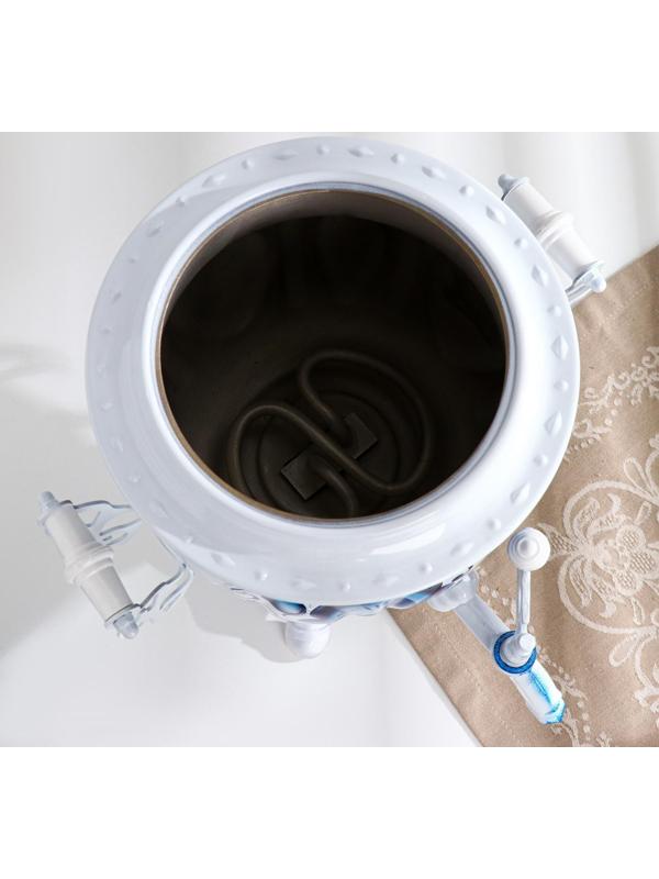 Набор «Гжель», овал, 3 предмета, самовар 3 л, заварочный чайник 0,7 л, поднос