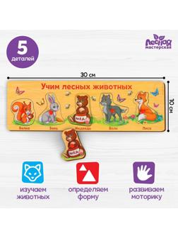 Рамка - вкладыш «Учим лесных животных», 5 элементов