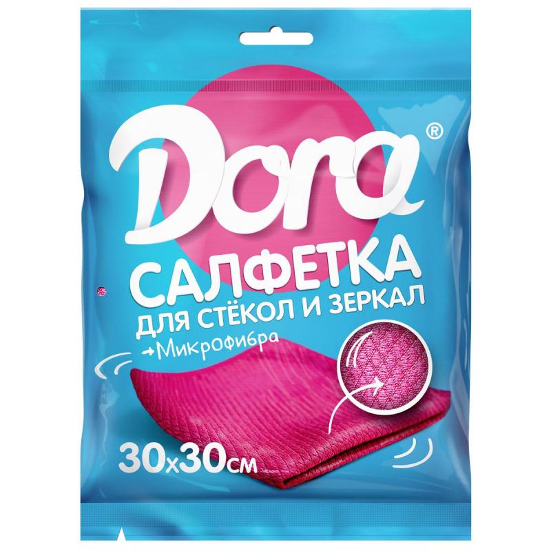 Салфетка хозяйственная для стекол и зеркал Dora 30х30см микрофибра