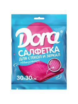 Салфетка хозяйственная для стекол и зеркал Dora 30х30см микрофибра