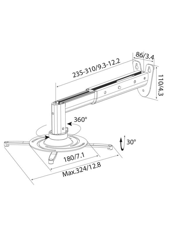 Кронштейн для проекторов Cactus CS-VM-PR05B-BK потолоч-настен.,10 кг, черн